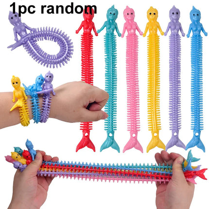 1-6PCS Funny Unicorn Pull Worm Noodle Fidget Toys Stretch String TPR Rope Anti Stress Toys String Stress Relief Autism Vent Toy