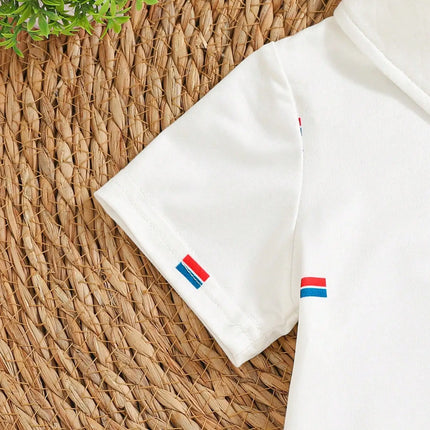 Boys' T-Shirt, Short-Sleeved Summer Children's Polo Shirt Baby T-Shirt Top Korean-Style White Lapel Cool And Trendy