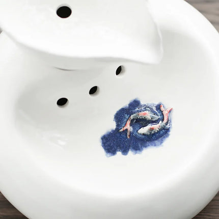 Pet Cat Fountain Ceramic Automatic Water Fountain Indoor Bowls for Cat Drinker Leaf Dispenser Circulating Filter Active Spring