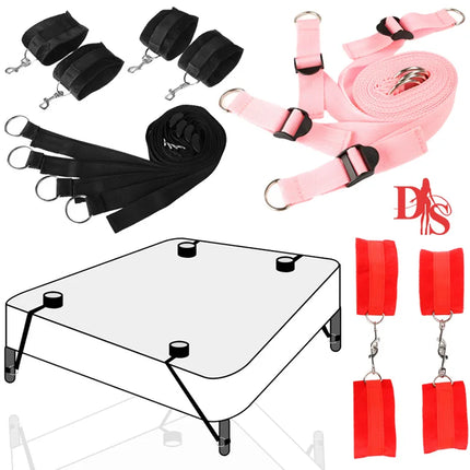 SM Bondage Training Torture Instruments on the Bed Straps Hands and Feet Handcuffs Couple Bondage Straps Adult Sex Toys