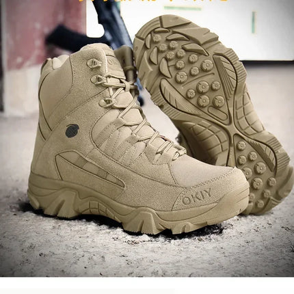 2024 Fashion Men's Desert Combat Boots Outdoor Leather Hiking Shoes Men Hunting Work Safty Boots Men's Short Boots ankle boots