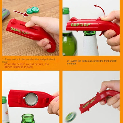 ABS Creative Pistol Bottle Opener Launches Beer Caps Fun Shooting Cap Gun Multifunctional Gadget For Home Bar Kitchen Tool