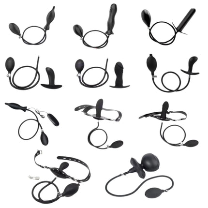 Inflatable Silicone Penis/Ball Gag Oral Dildo Open Mouth Plug Expandable Pump Big Anal Butt Plug Vibrator BDSM Flirt Sex Tools