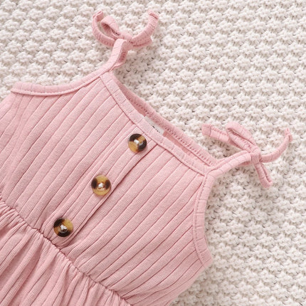 2024 New 0-9 Months Pink Cute Baby Romper Newborn Baby Girl Suspender Triangle Bodysuit with Headband 2PCS Clothes for Baby Girl