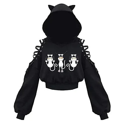 2021 Amazon European New Style Cute Cat Y-Back Sweatshirt Crew Neck China Made Other Patterned Hooded Sweatshirt For All Seasons
