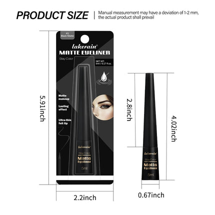 Waterproof Eyeliner Pen Matte Liquid Eyeliner 17H Long Wear Sweat Proof Smudgeproof Stain-free Ultra-fine Liquid Cosmetics