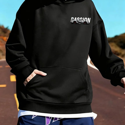 3D Car Print Men's Fashion Long Sleeve Casual Sports Hoodie Sweatshirt, Suitable For Autumn And Spring Outdoor Sports