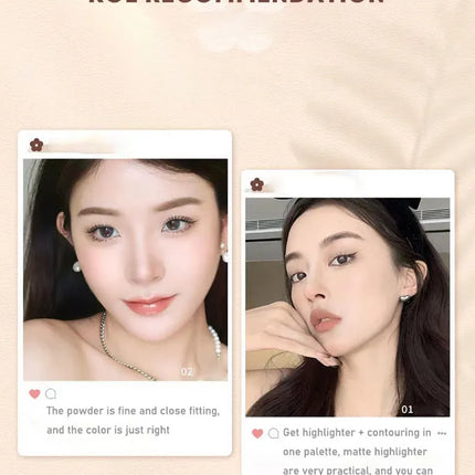 Judydoll Facial Highlighter Makeup Palette Face Lasting Glow Brighten Contour Shimmer Matte Powder 3D Nose Shadow Cosmetics
