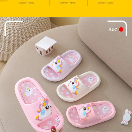 Summer Cartoon Children's Slippers Girl Unicorn Slipper Kids Cute Indoor Home Bathroom Shoes Boy Dinosaur Flip Flops Einhorn