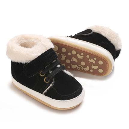 HAIZHIW 0-18M NEW Winter Baby Boys Girls High Tops Sneakers Rubber Anti-Slip Sole Fleece for Warmth Infant Newborn Shoes