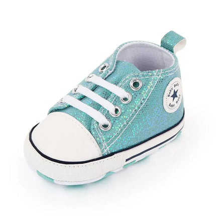 2024 Newborn Sequined Canvas Baby Sneakers Casual Baby Boys Girls Toddler Multi-Color Soft Sole Non-slip Walking Shoes