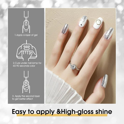 1-4pcs 10ml 4 Colors Golden Silver Glitter Gel Nail Polish Set UV LED Soak off Gel Varnish Shiny Nail Art For Salon Home Winter