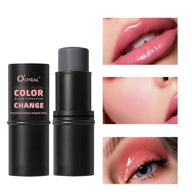 Color-Changing Blush Stick Blusher Cream 3-in-1 Pink Color with Long-Lasting Makeup Easy Application