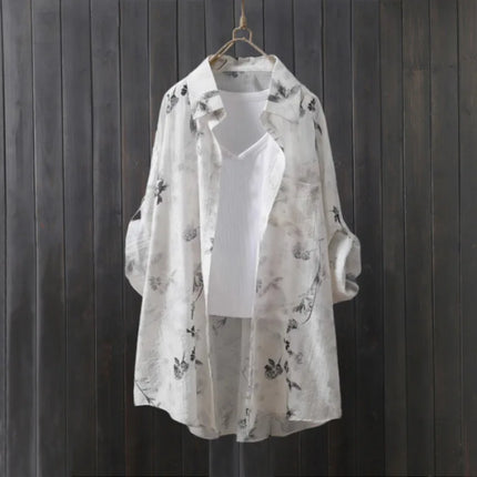 Tencel shirt women's thin coat loose sun protection shirt mid-length top covering buttocks long-sleeved plaid shirt