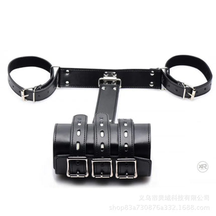 Bdsm Discipline Belt Full Body Leather Bondage Restraint Straps Hand Behind Back Bondage Arm Binder Glove Sleeves Sex Product