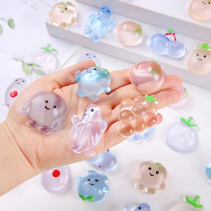 5/10PCS Mini Transparent Fruit Mochi Squishy Stress Relief Toys for Birthday Party Favors Prizes Guest Gifts