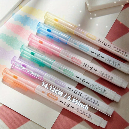 6pcs Glitter Shiny Highlighter Marker Pens, Sparkling Note-Taking Diary, School and Office Use, Back to School Essentials