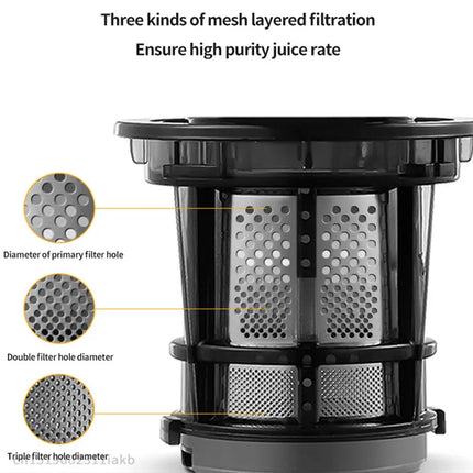 Large Caliber Slow Juicer Screw Cold Press Extractor Slag Juice Separation Filter-Free Easy Wash Electric Fruit Juicer Machine