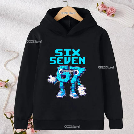 Autumn Winter Six Seven 67 Number Print Children's Hoodies Casual Fashion Boys Girls Long Sleeved Sweatshirt Warm Kids Pullovers