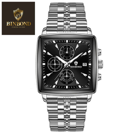 BINBOND Men's Watch Top Brand Luxury Sports Quartz Men's Watches Full Steel Waterproof Chronograph Wristwatch Men Relogio Masculino