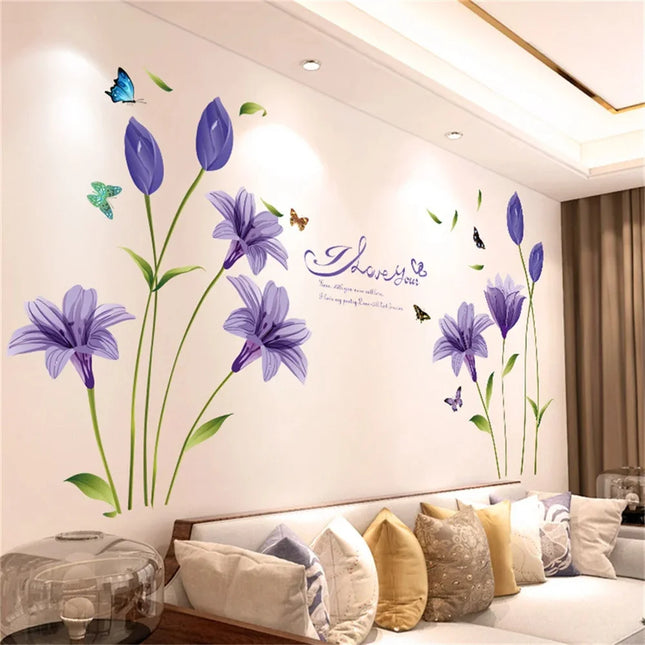 Living Room Flower Background Wall Stickers Bedroom Wall Decoration Stickers Wallpaper Self-adhesive Stickers Home Decor