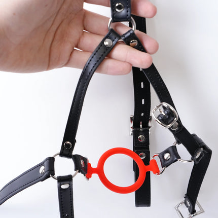 PU Leather Head Harness Mouth Mask Breathe Ball Bondage Restraint Mouth Gag Mask Cosplay Sex Toys For Couple Sex Product