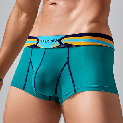 SEOBEAN Men's Sheer Boxer Briefs Nylon Low-Rise Underwear Lightweight Breathable Fashion Stylish Thin See-Through 230215 412114