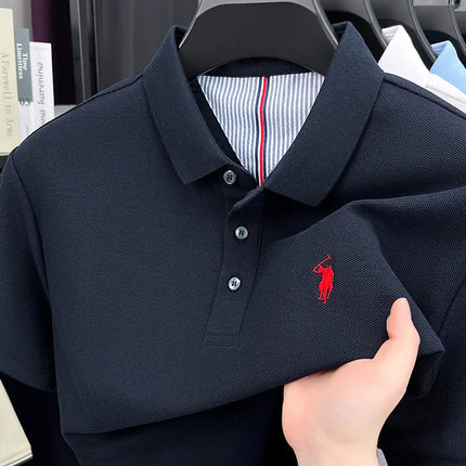 100% pure cotton high-end brand men's short sleeve polo shirt, summer fashion, original pony embroidery, golf polo, casual T-shirt
