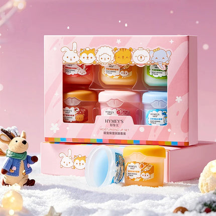 6pcs/box Fruits Lip Balm Set Moisturizing Lip Plumper Anti-Cracking Hydrating Lipstick Makeup Base Nourishing Lip Care