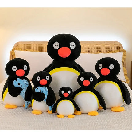 Pingu Penguin Plush Toy Holding Blue Fish Cute Soft Stuffed Animal Comfortable Companion Sofa Ornaments Decoration Trendy Gift