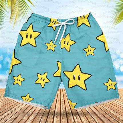 Summer Men's Women's Quick-Drying Beach Shorts Luigi Yoshi Printed Shorts for Beach Swimming Pools Gyms and Outdoor Sport