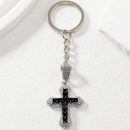 Street 1pc Shiny Rhinestone Cross Charm Gorgeous Keychain