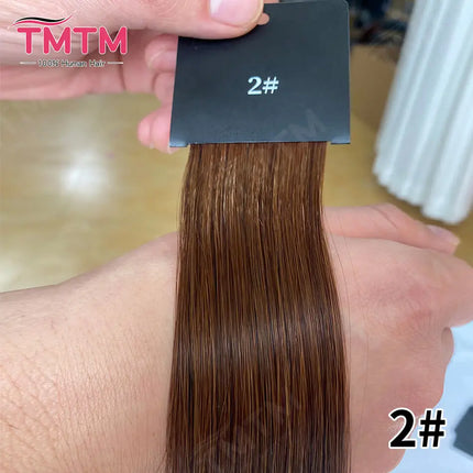TMTM Russian Virgin Hair Weft Cuticle Aligned Natural Brown Bone Straight Hair Extensions Machine Made Weave 50g 100g Sales