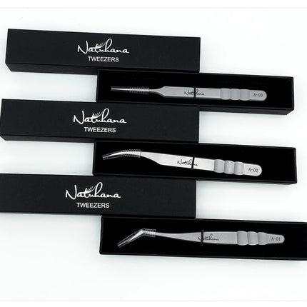 NATUHANA  Eyelash Extensions Tweezers Lash Artists High Precision Stainless Steel Superhard Anti-Static Tweezers Makeup Tools