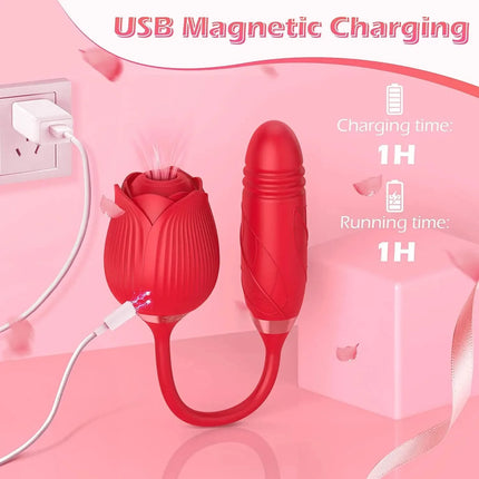 Powerful Sucker Vibrator Female Telescopic Nipple Clitoris Stimulation Dildo Thrusting Licking Vagin Massager Adult Sex Toys