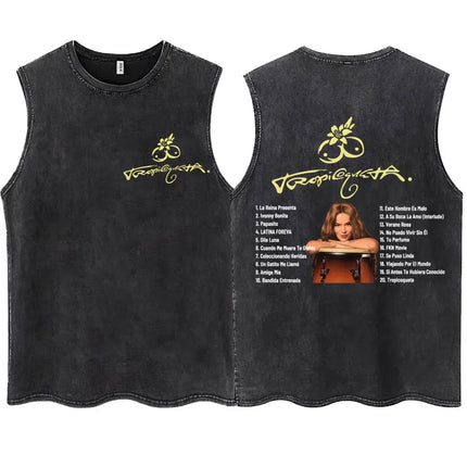 Wash KAROL G 2025 New Album Tropicoqueta Tank Tops Men Women Aesthetic T Shirt Casual Oversized 100% Cotton Sleeveless T Shirts