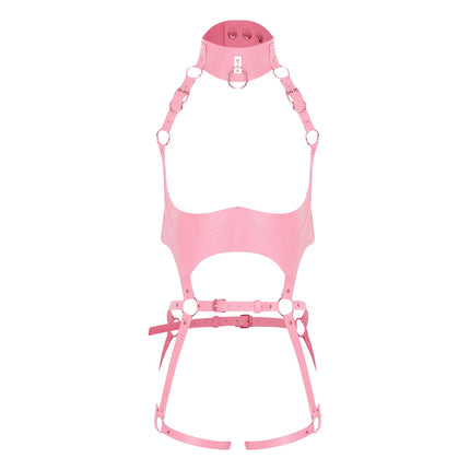 Women Lingerie Faux Leather Body Belt Harness Costume Accessory Choker And Bra Cage Hollow-out Adjustable Harness Body Straps