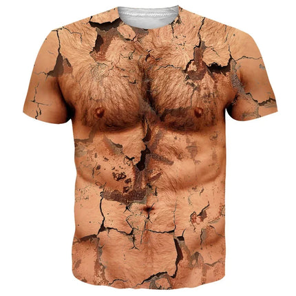 Funny Muscle Body 3D Printed T-shirt Mlae  Designer Clothes Streetwear Short Sleeve Top Tees Ugly Chest Hair T Shirt Clothing ﻿