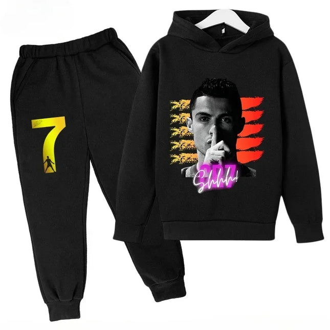 Spring Autumn Cr7 Ronaldo 3-12Y Children's Set Hoodie+Pants Suit 2-piece Set Boys Girls Casual Kids Tracksuits