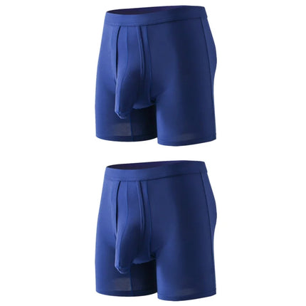 2PCS Mens Long Legs Underwear Separate Ball Pouch Breathable Comfort Sport Seamless Boxer Trunks Shorts Calzoncillo Hombre