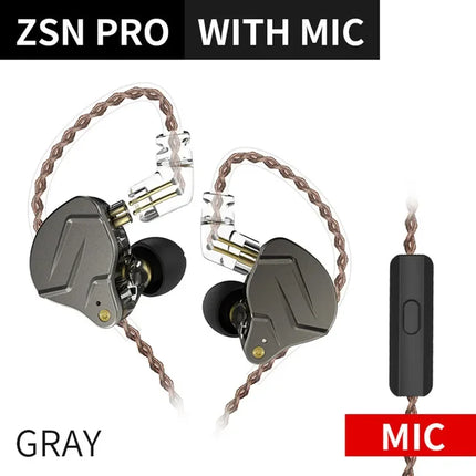 KZ ZSN Pro Earphones Dynamic Hybrid Driver HIFI Bass Earbuds In Ear Monitor Headphones Detachable Cable Noise Cancelling Headset