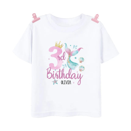 Personalized Fish 1-9 Birthday Girls Shirts T-Shirt Wild Tee Party Tee Shirt Unicorn with Name Clothes Kids Fashion Tops Outfit