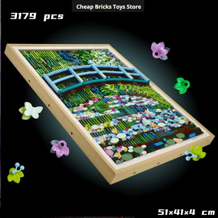 3179pcs Bricks Assemble Toy Cheapest Paintings Model Water Lily Pond and Japanese Arch Bridge Building Blocks for Adults Gifts