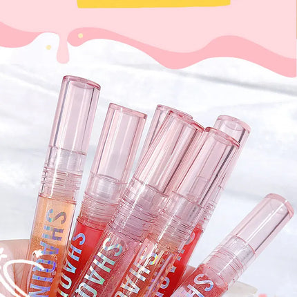 Four pack lip gloss set box, water gloss jelly lip gloss, moisturizing glass lips, not easy to stick to cup