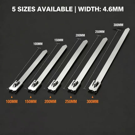 20Pcs&100Pcs 304 Stainless Steel Cable Zip Ties 4.6mm Heavy Duty Self Lock Metal Straps For Exhaust Marine Car Wiring
