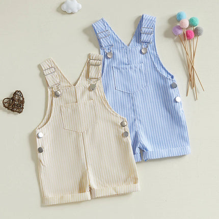 0-3Y Summer Toddler Baby Boys Girls Stripe Print Rompers Overalls Casual Sleeveless Button Playsuit Shorts Fashion Outfits