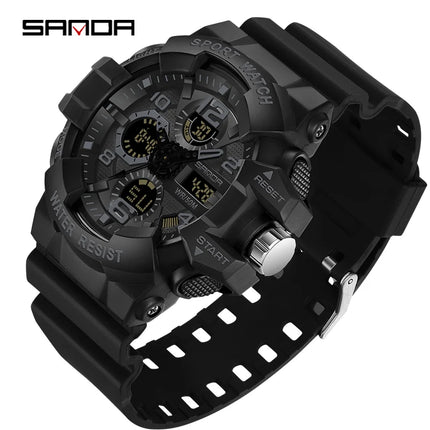 SANDA LED Digital Men Watch G Style Military Sports Electronic Double Display Date waterproof Quartz Watch Relogio Masculino
