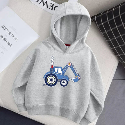 Aimi Lakana Baby Boys Excavator Coat Autumn Long Sleeve Pullover Cartoon Casual Hoodie Kids New Sweater