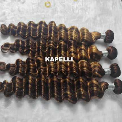 P427 Loose Deep Wave Bundles Human Hair Highlight Honey Brown 100% Brazilian Human Hair Weave Bundles 1 3 4 Remy Hair Extensions