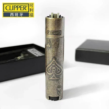 Clipper Portable Grinding Wheel Flint Inflatable Lighter Metal Smokeless Butane Gas Smoking Ignition Tool Accessories Box